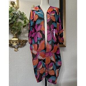 Floral Sheer Cardigan Cover Up Multicolor Live For True Women’s Size Plus 1X